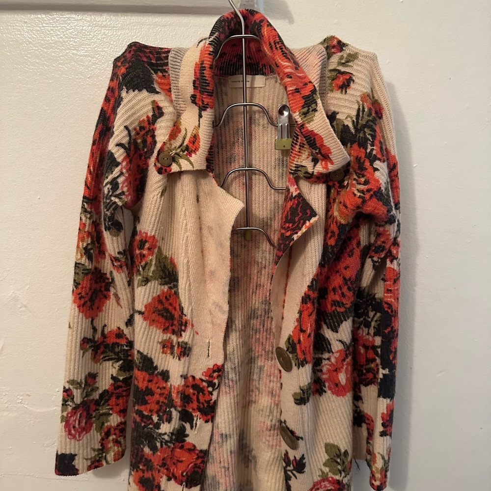 Vintage floral sweater cardigan for women size small